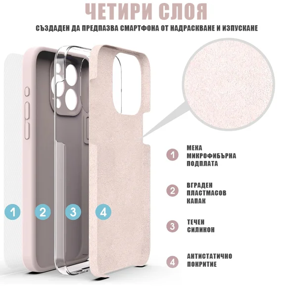 LUX Silicone Silicone Case for iPhone 14 Pro, Pink 6