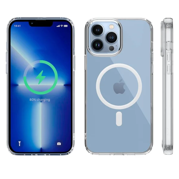 Shockproof MagSF Case for iPhone 13 Pro, Transparent 4