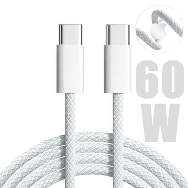 Кабел APPLE от USB-C към USB-C, 60W, 1m, MQKJ3ZM A, Бял, bulk 1
