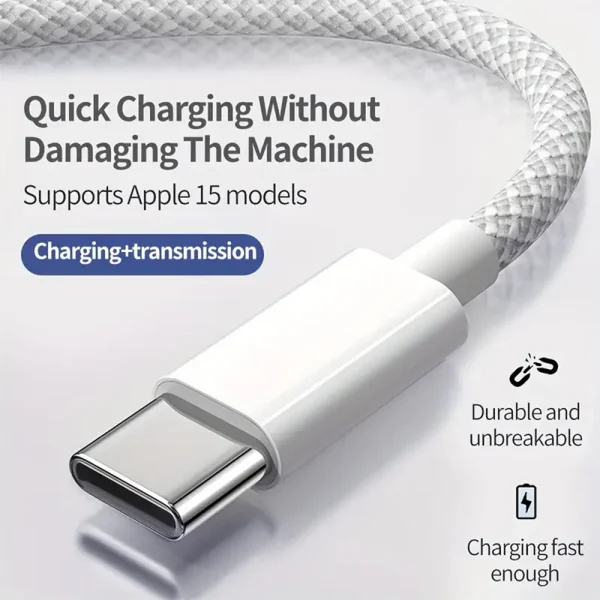Кабел APPLE от USB-C към USB-C, 60W, 1m, MQKJ3ZM A, Бял, bulk 3