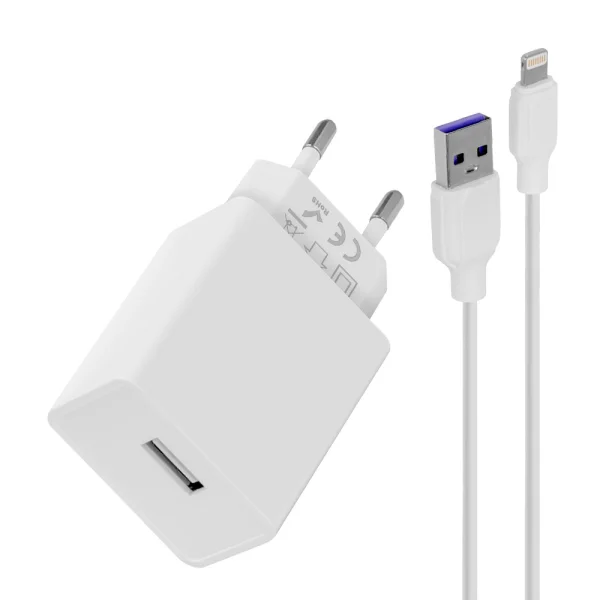 OBAL-ME Wall USB-A Charger, 10W, with USB-A to Lightning Cable, 1m, White 1