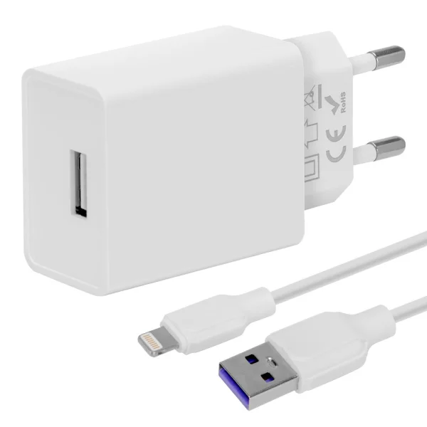 OBAL-ME Wall USB-A Charger, 10W, with USB-A to Lightning Cable, 1m, White 3
