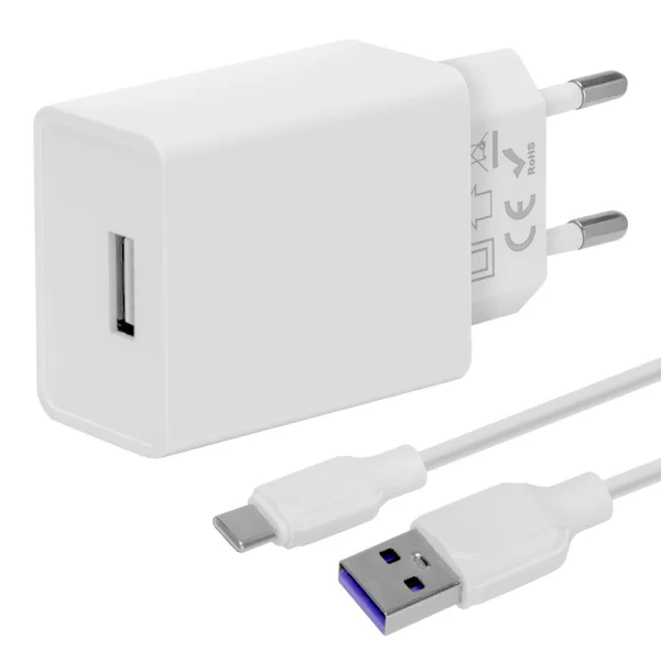Charger OBAL-ME Wall USB-A, 10W, with USB-A to USB-C cable, 1m, White 2