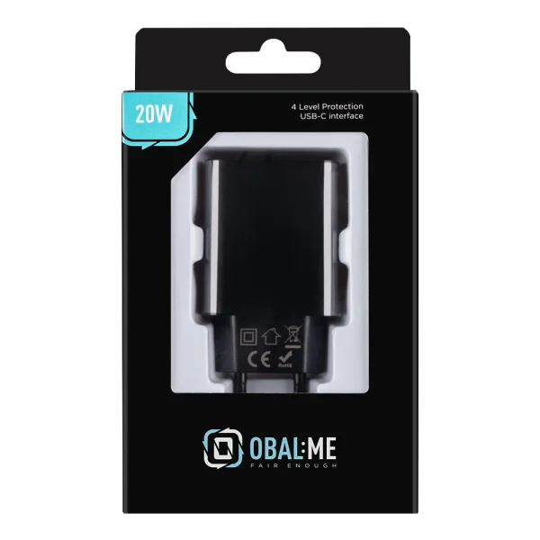 Зарядно OBAL-ME Wall Charger, USB-C, 20W, Черен 2