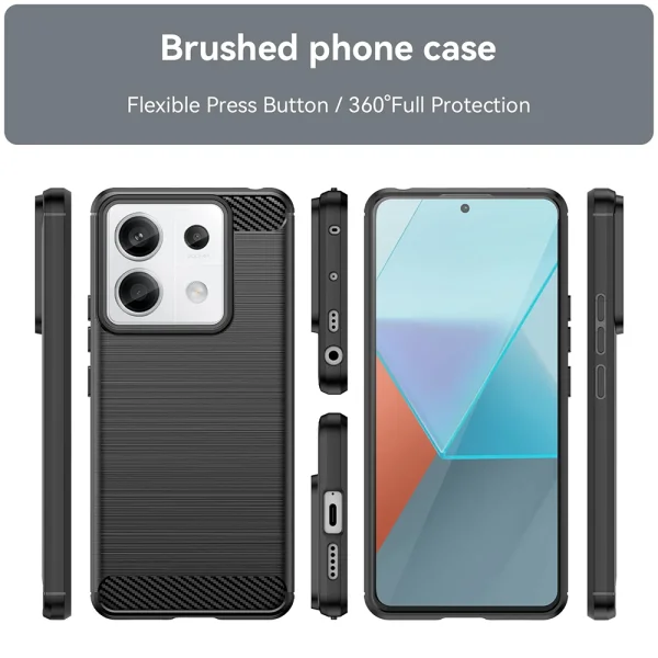 Силиконов калъф Carbon Fibre Brushed за Xiaomi Redmi Note 13 Pro 5G / Poco X6, Черен 2