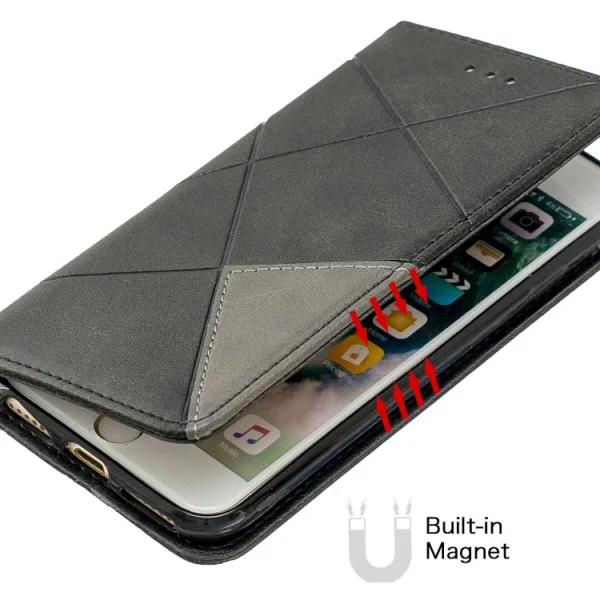 Leather Prismatic Wallet Case for Iphone 7/8/SE (2020), Black 4