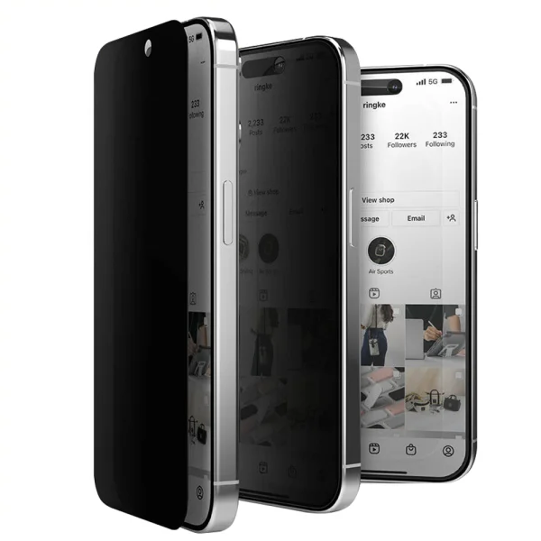 Glass Screen Protector PRIVACY for iPhone 15, 5D Full Glue, Black 2