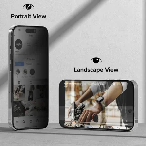 Glass Screen Protector PRIVACY for iPhone 15, 5D Full Glue, Black 5