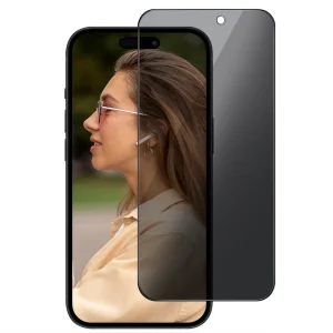 Стъклен Протектор PRIVACY за iPhone 15 Pro Max, 5D Full Glue, Черен