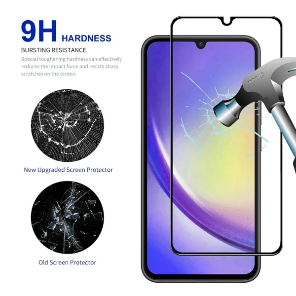 Стъклен Протектор 5D Full Glue за Samsung Galaxy A25 5G, Samsung A24 4G, Черен 2
