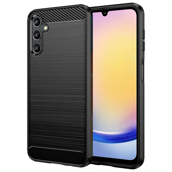 Silicone Case Carbon Fibre Brushed for Samsung Galaxy A25 5G, Black 1