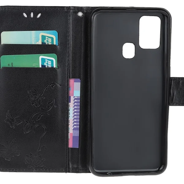Калъф Тефтер Butterfly Flower за Samsung Galaxy M21/M30s, Черен 2