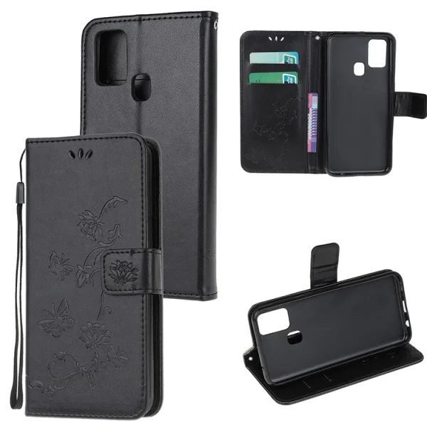 Калъф Тефтер Butterfly Flower за Samsung Galaxy M21/M30s, Черен 5