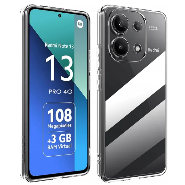 Silicone Case for Xiaomi Redmi Note 13 Pro 4G, 2mm, camera protection, Transparent 1