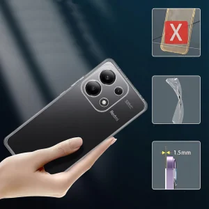 Silicone Case for Xiaomi Redmi Note 13 Pro 4G, 2mm, camera protection, Transparent 3