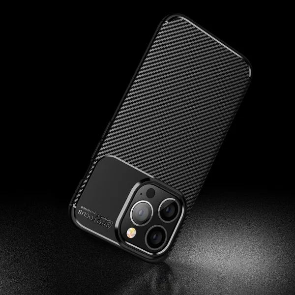 Silicone Case Carbon Fiber Texture for iPhone 15 Pro Max, Black 4