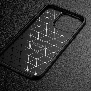 Silicone Case Carbon Fiber Texture for iPhone 15 Pro Max, Black 3