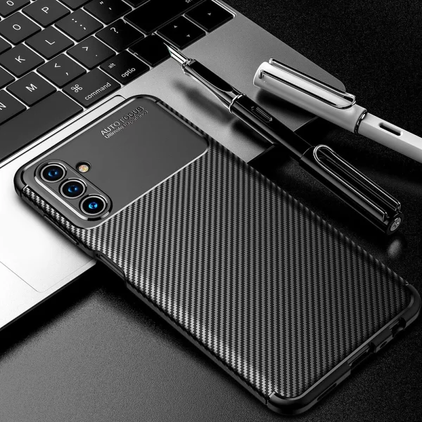 Carbon Fiber Texture Silicone Case for Samsung Galaxy A14, Black 2