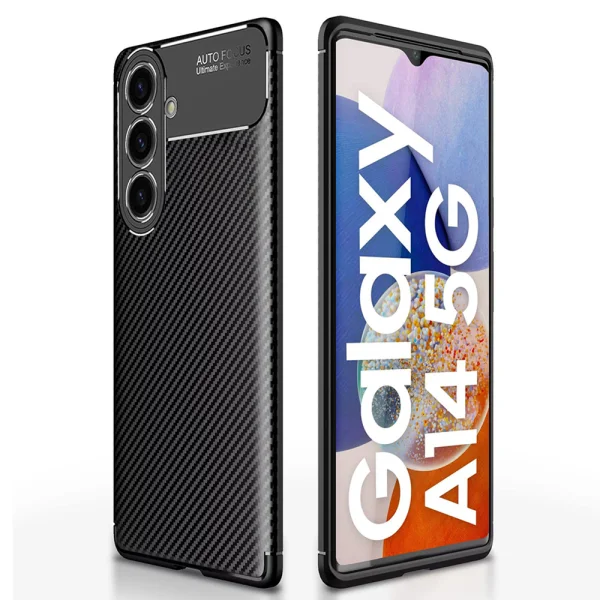Carbon Fiber Texture Silicone Case for Samsung Galaxy A14, Black 1