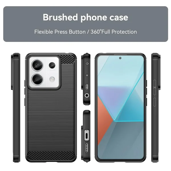 Силиконов Калъф Carbon Fibre Brushed за Xiaomi Redmi Note 13 Pro 4G / Poco M6 Pro, Черен 2