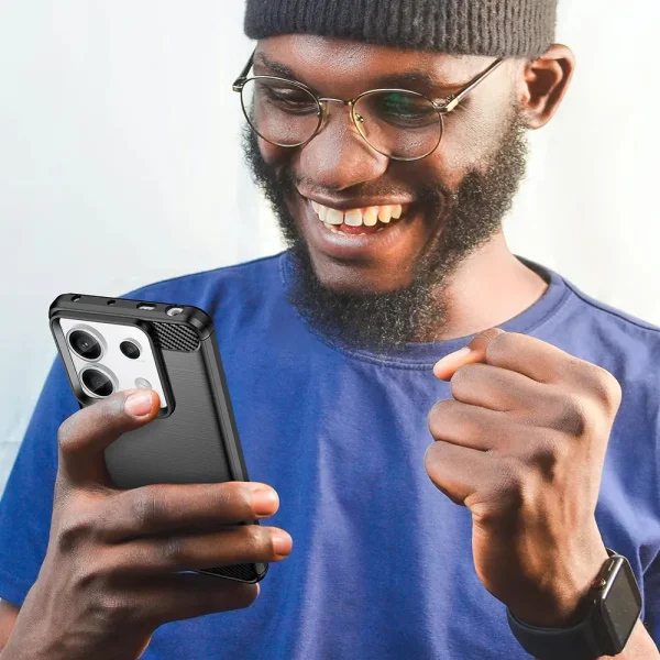 Силиконов Калъф Carbon Fibre Brushed за Xiaomi Redmi Note 13 Pro 4G / Poco M6 Pro, Черен 6