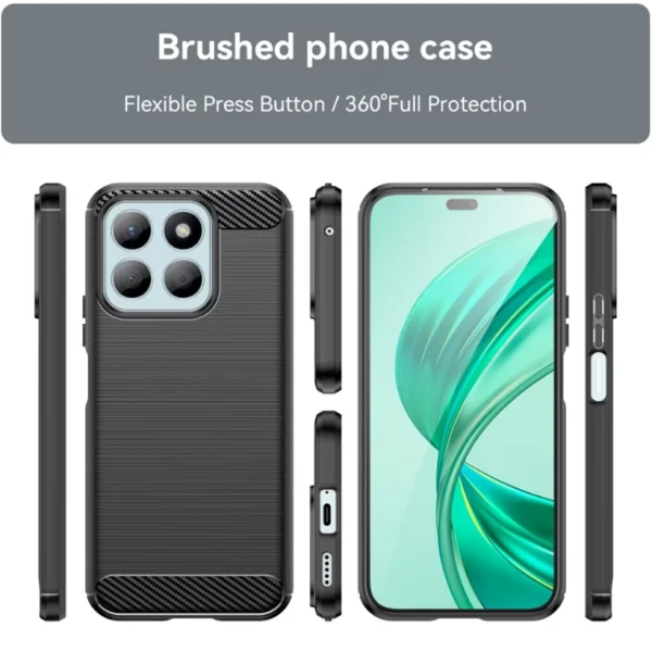Techsuit Carbon Fibre Brushed Silicone Case for Honor X8b, Black 2