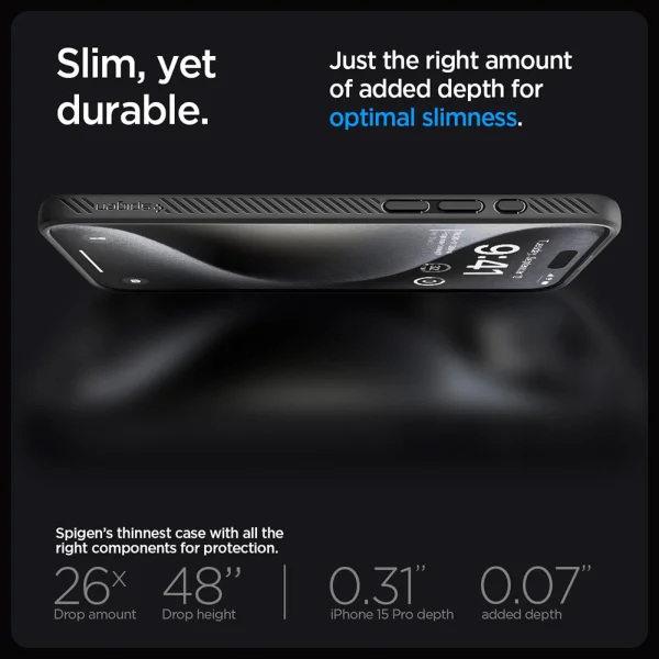 Shockproof Case Spigen Liquid Air for iPhone 15 Pro Max, ACS06562, Matte, Black 2