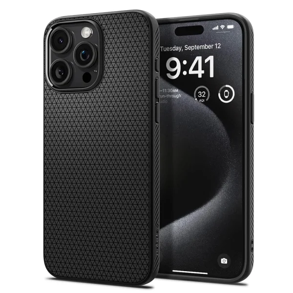 Shockproof Case Spigen Liquid Air for iPhone 15 Pro Max, ACS06562, Matte, Black 1