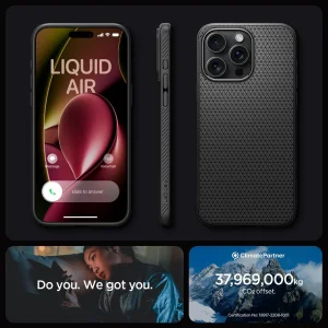 Shockproof Case Spigen Liquid Air for iPhone 15 Pro Max, ACS06562, Matte, Black 5