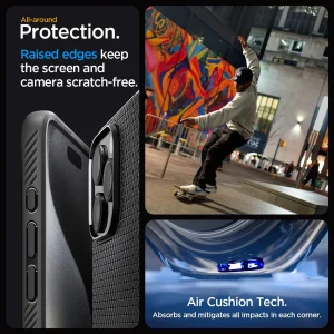 Shockproof Case Spigen Liquid Air for iPhone 15 Pro Max, ACS06562, Matte, Black 3