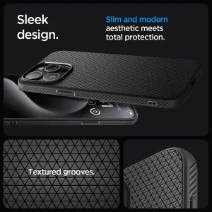 Shockproof Case Spigen Liquid Air for iPhone 15 Pro Max, ACS06562, Matte, Black 4