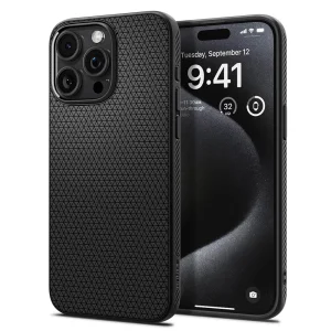 Удароустойчив Калъф Spigen Liquid Air за iPhone 15 Pro Max, ACS06562, Matte, Черен