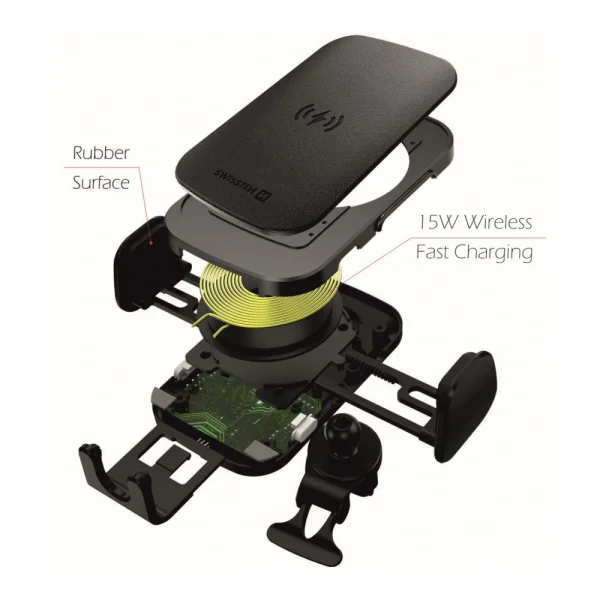 Стойка за кола SWISSTEN Wireless Car S-GRIP W2-AV5, 15W , Черен 3