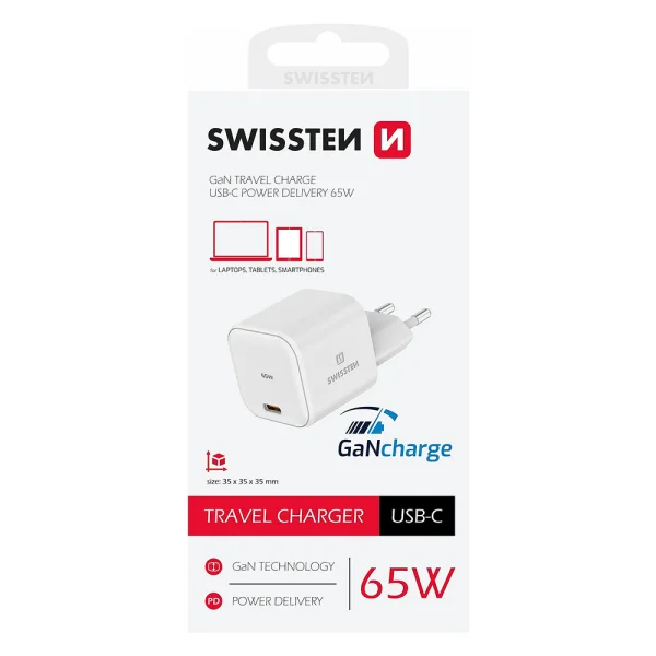 Swissten SMARTGaN Charger, 1xUSB-C, 65W, White 5