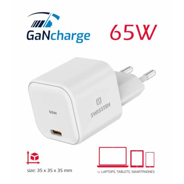 Swissten SMARTGaN Charger, 1xUSB-C, 65W, White 4
