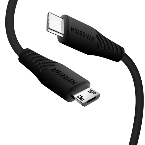 Кабел SWISSTEN  USB-C към Micro USB, 1.0 m, Черен 2