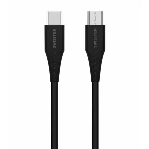 Кабел SWISSTEN  USB-C към Micro USB, 1.0 m, Черен