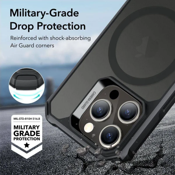 Shockproof case ESR Air Armor Halolock MagSafe for iPhone 15 Pro Max, Black 4