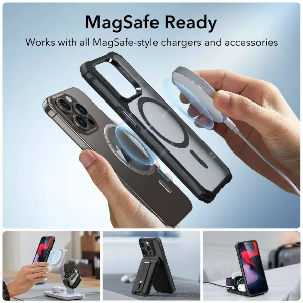 Shockproof case ESR Air Armor Halolock MagSafe for iPhone 15 Pro Max, Black 5