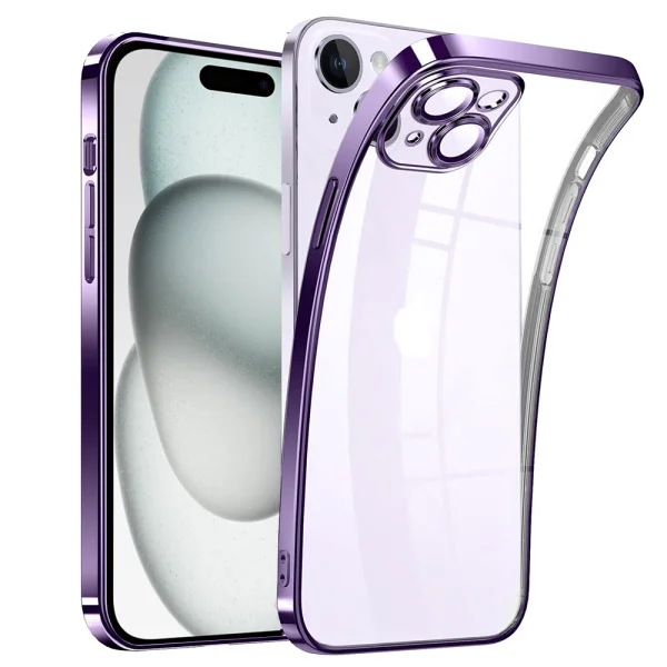 Силиконов калъф Luxury за iPhone 15, Лилав 1