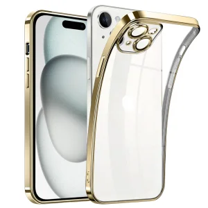 Силиконов калъф Luxury за iPhone 15, Златист
