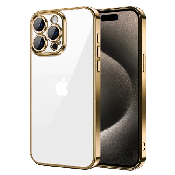 Luxury Silicone Case for iPhone 15 Pro Max, Gold 1