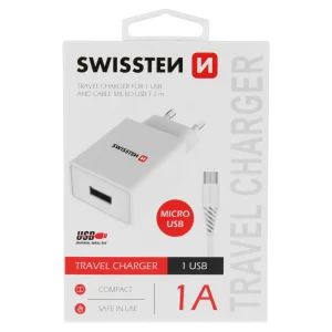 Swissten SMART IC 1x USB 1A Charger with MICRO USB Cable, 1.2 M, White 4