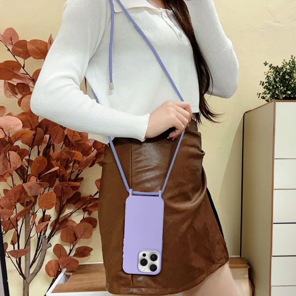 Силиконов калъф Strap Silicone за iPhone 15 Pro, Лилав 5