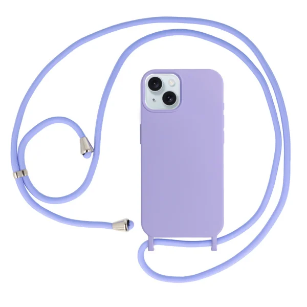Силиконов калъф Strap Silicone за iPhone 15, Лилав 1