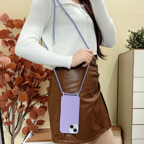 Силиконов калъф Strap Silicone за iPhone 15, Лилав 4