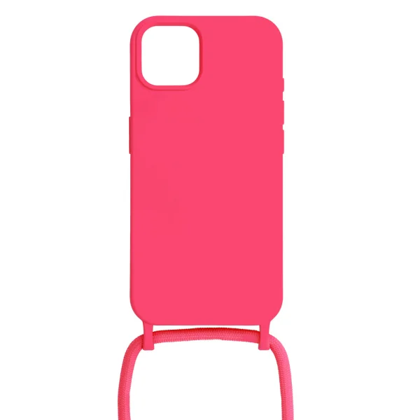 Strap Silicone Silicone Case for iPhone 15, Pink 2