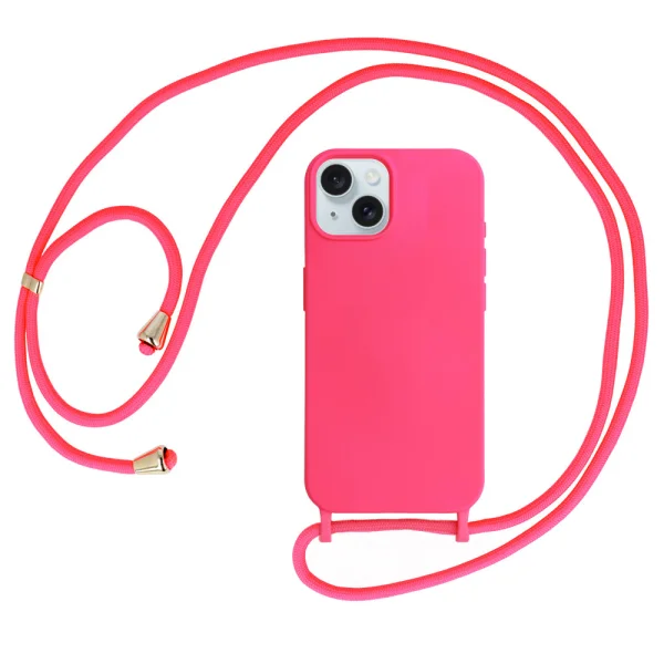 Strap Silicone Silicone Case for iPhone 15, Pink 1