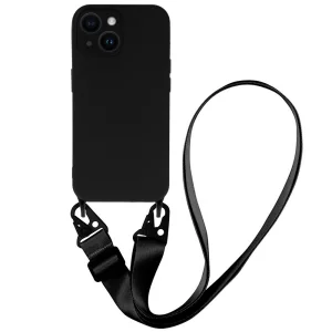 Силиконов калъф Strap D2 Silicone за iPhone 15, Черен