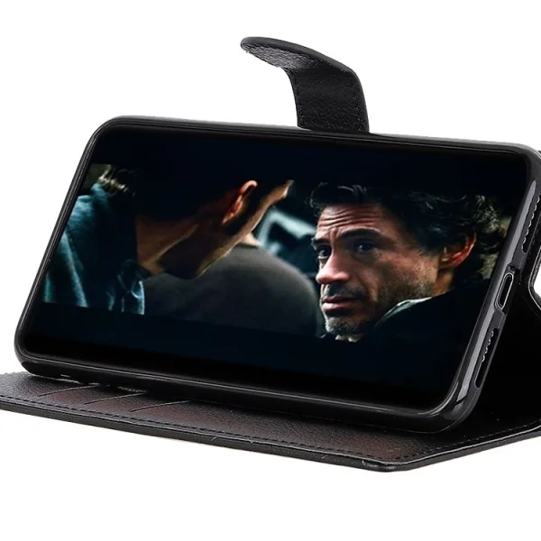 Калъф Тефтер Litchi Grain Wallet Stand за OnePlus Nord, Черен 3